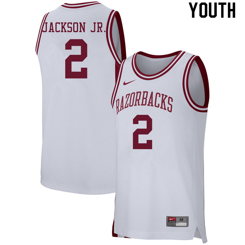 Youth #2 Vance Jackson Jr. Arkansas Razorbacks College Basketball Jerseys Sale-White - Click Image to Close